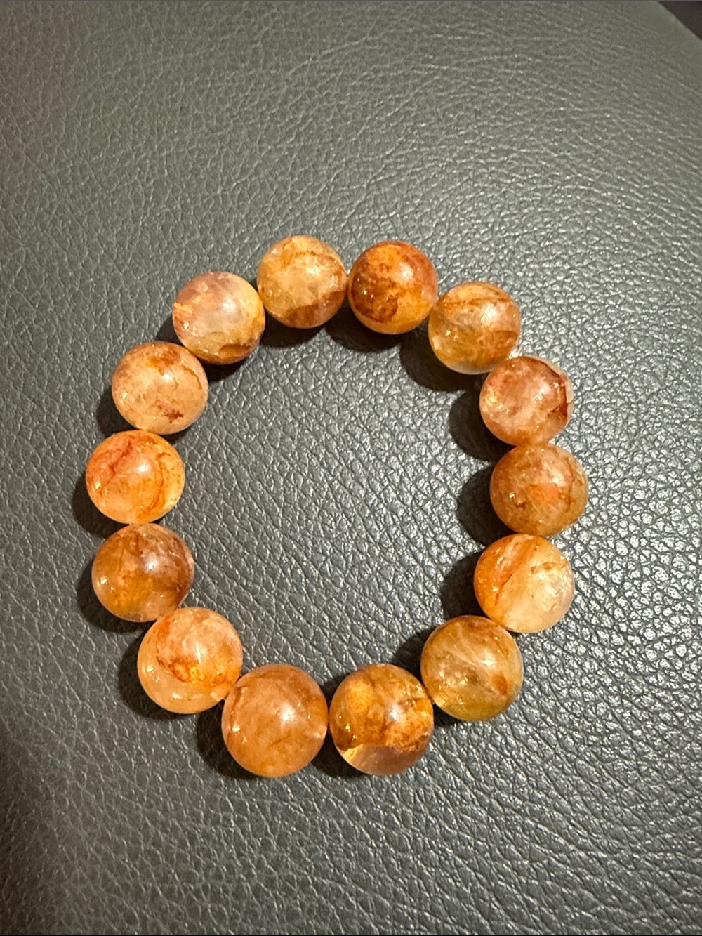 Yellow Hematoid Quartz Stretch Bracelet 12mm beads